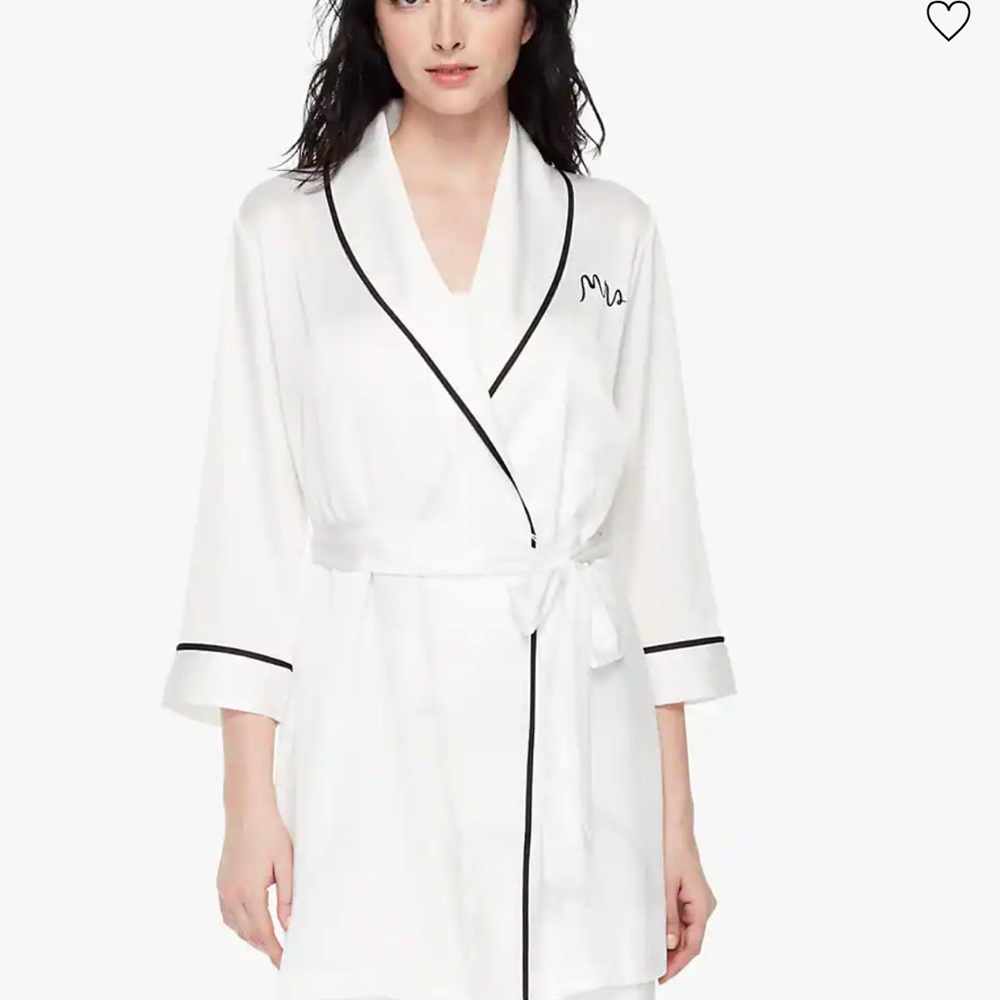 Kate Spade Small, White Satin “Mrs” Robe